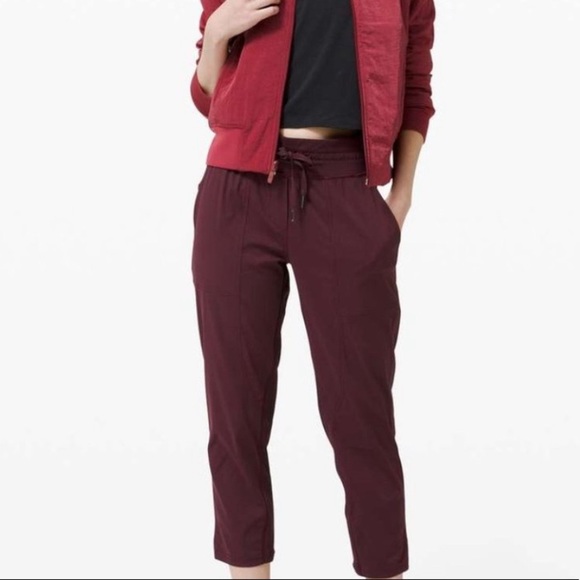 lululemon athletica Pants - Lululemon Studio Pant Crop Maroon Cassis Size 2